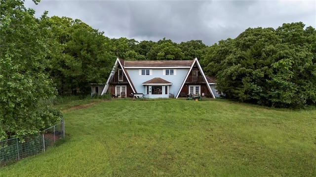 344586 E 860th Rd, Chandler, OK 74834 - a-frame style home featuring french doors and a wooded view