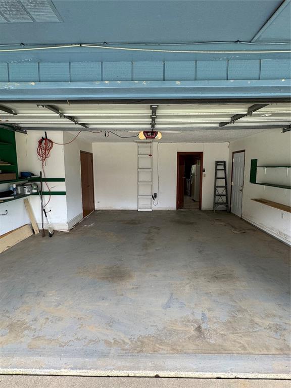 garage with a garage door opener