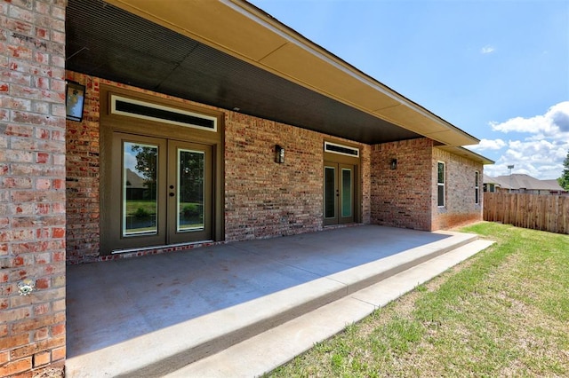 view of patio / terrace featuring french doors