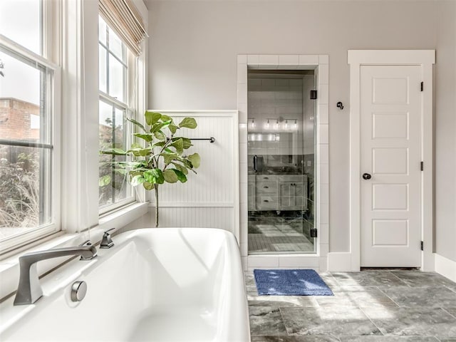 bathroom with independent shower and bath