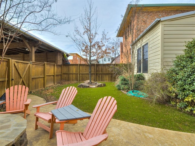 view of yard featuring a gazebo and a patio