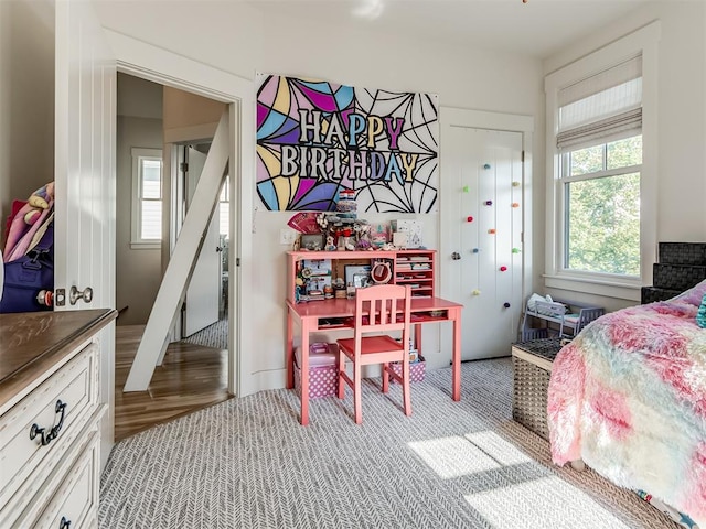 bedroom featuring light hardwood / wood-style floors