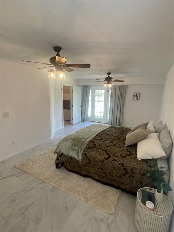 bedroom featuring ceiling fan