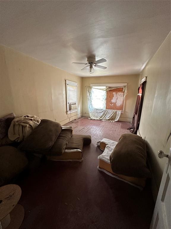 living room with ceiling fan