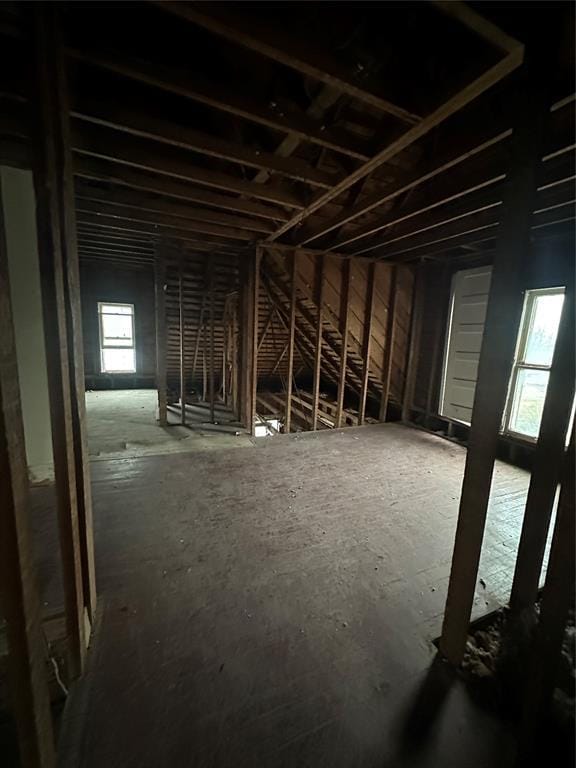 view of unfinished attic