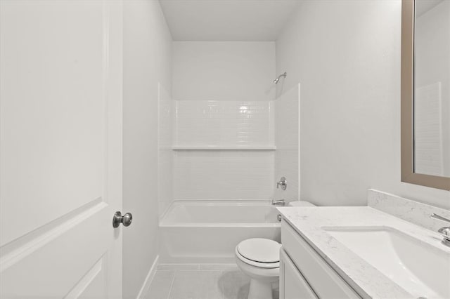 full bathroom featuring tile patterned flooring, vanity, shower / bathing tub combination, and toilet