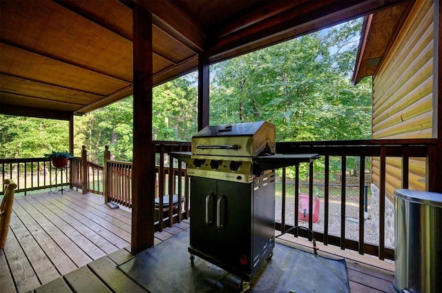 deck featuring area for grilling