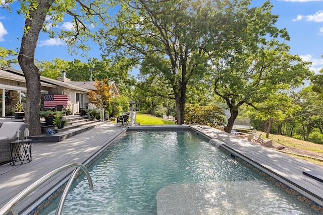 view of swimming pool featuring a patio area