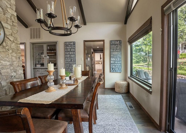 4545 Chickasaw Trl, Sulphur, OK 73086 - dining area with a chandelier, wood finished floors, and baseboards