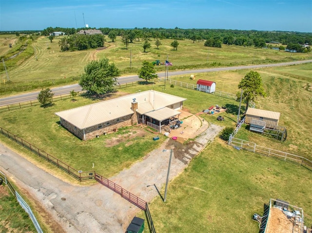 aerial view featuring a rural view