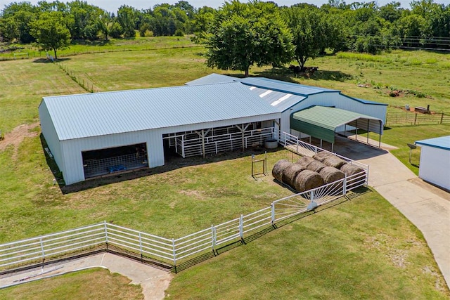 aerial view featuring a rural view