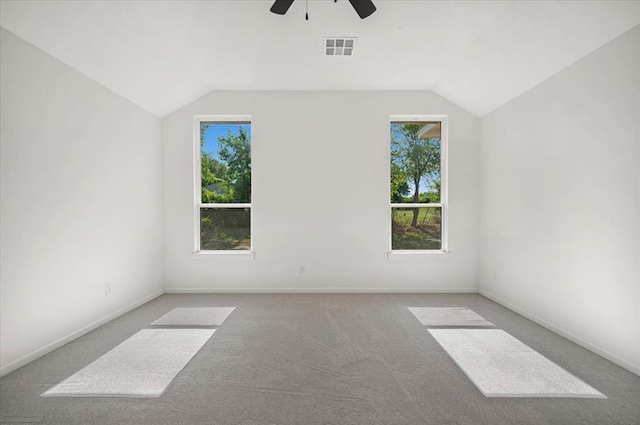 bonus room featuring light colored carpet, a wealth of natural light, and lofted ceiling