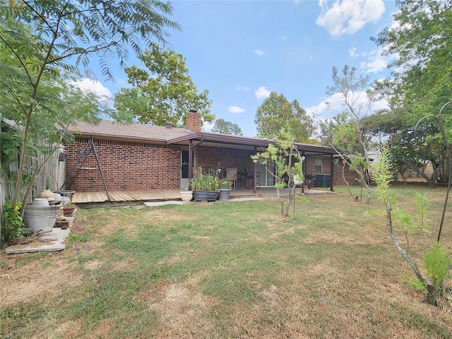 view of yard featuring a deck