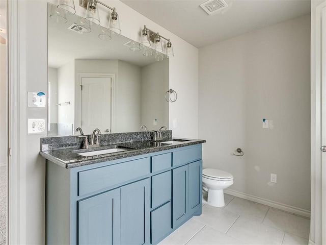 bathroom with tile patterned floors, vanity, and toilet