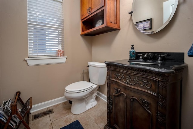 bathroom with tile patterned floors, toilet, and vanity