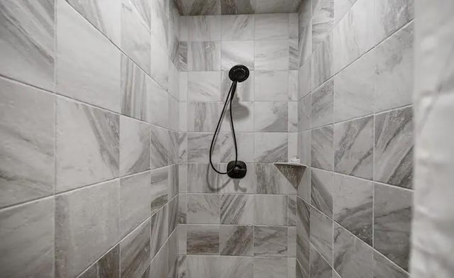 interior details featuring tiled shower