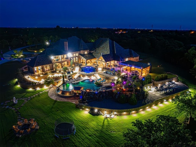 view of aerial view at twilight