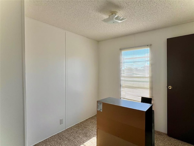 carpeted empty room with a textured ceiling