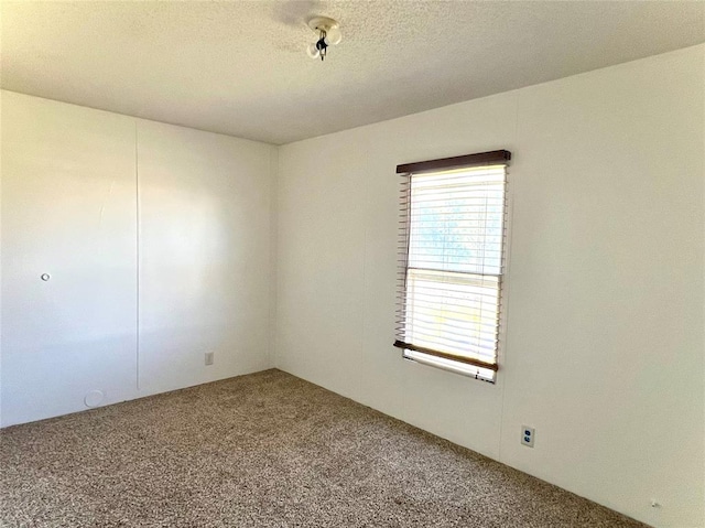 empty room with carpet floors and a textured ceiling