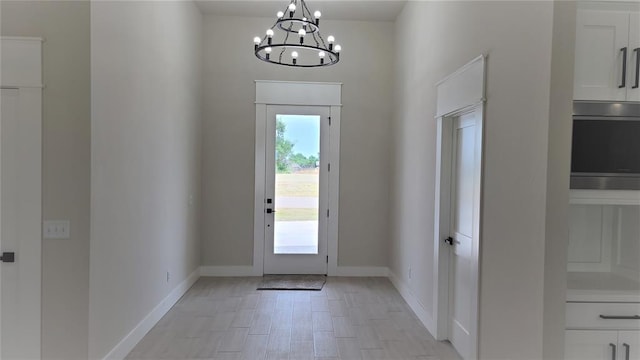 interior space featuring an inviting chandelier