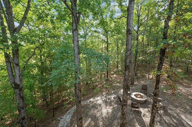 exterior space featuring a fire pit