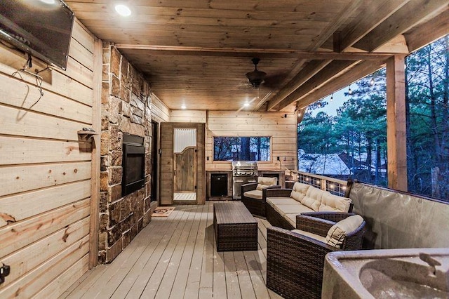 21 Mayflower Cir, Broken Bow, OK 74728 - wooden terrace with outdoor lounge area