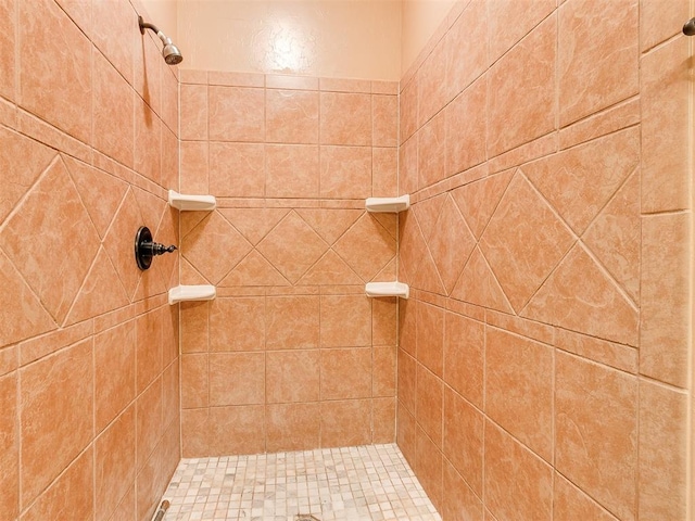 bathroom with a tile shower