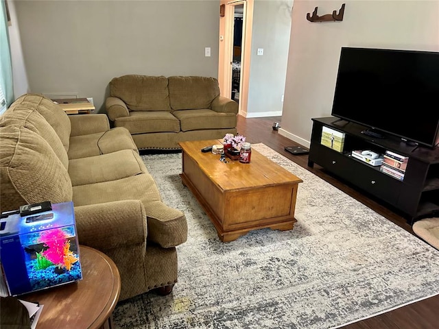 living room with hardwood / wood-style flooring