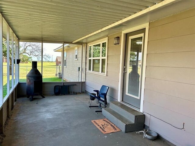 view of unfurnished sunroom