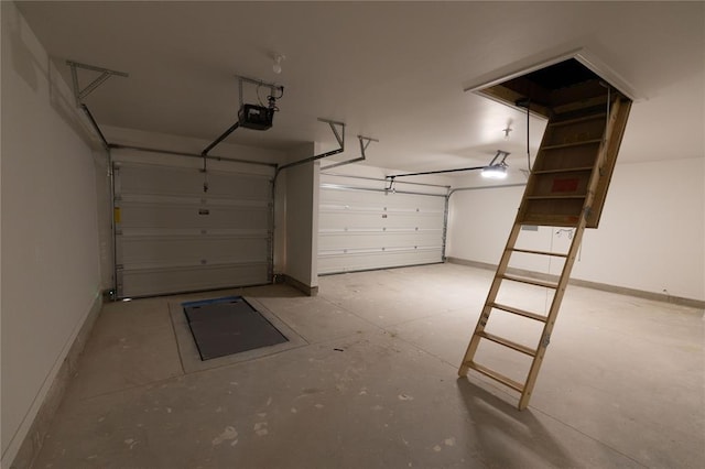 garage with a garage door opener