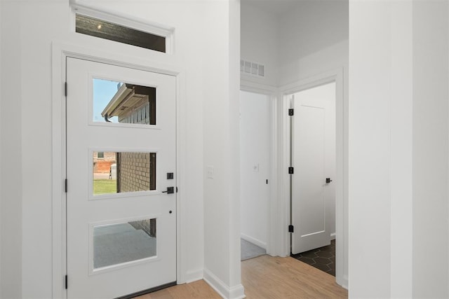 foyer entrance featuring a healthy amount of sunlight and hardwood / wood-style flooring