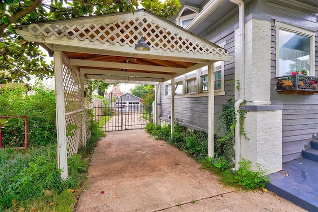 exterior space with a carport