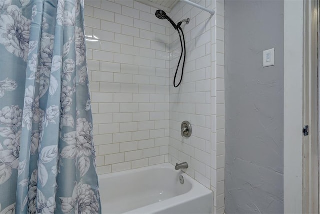 bathroom featuring shower / tub combo with curtain