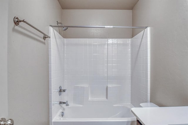 full bathroom featuring vanity, toilet, and tub / shower combination