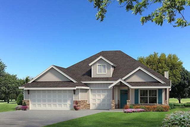 craftsman-style house with a garage and a front yard