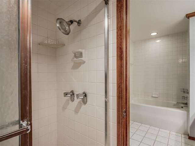 bathroom with tile patterned flooring