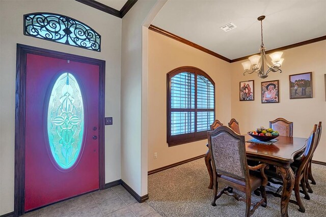 21321 E 1290th Rd, Sentinel, OK 73664 - entryway featuring ornamental molding and a notable chandelier