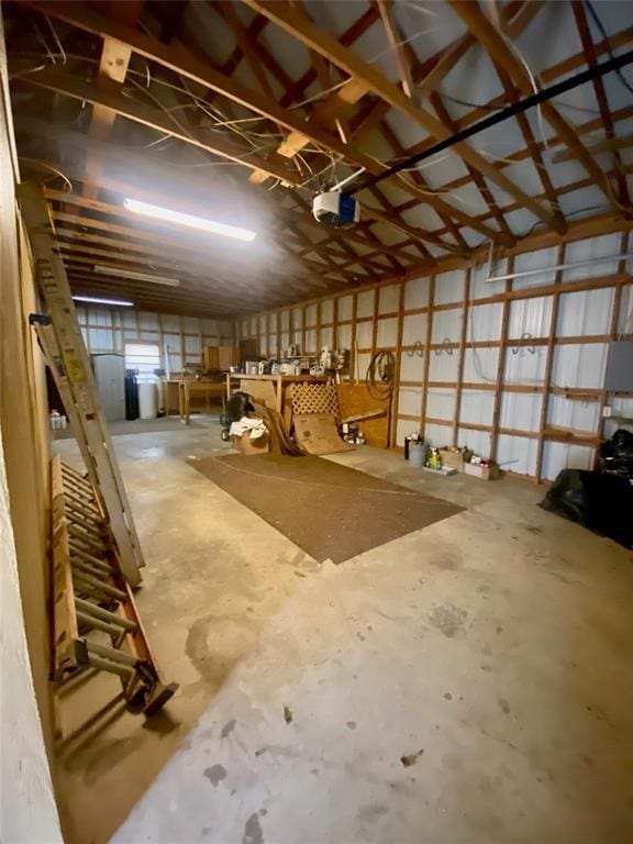 garage with a garage door opener