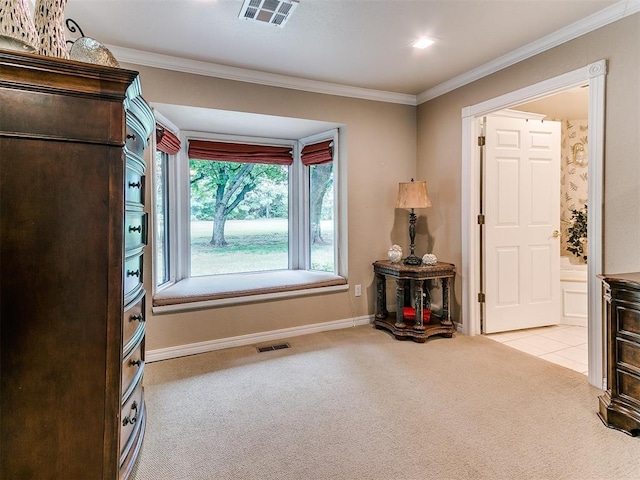 interior space with crown molding