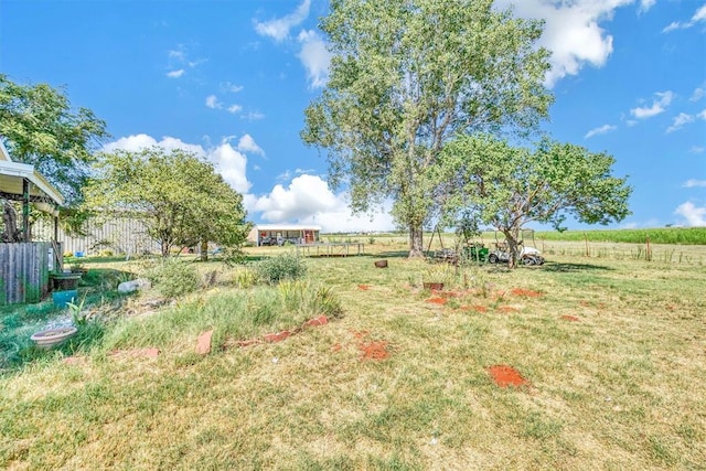 view of yard with a rural view