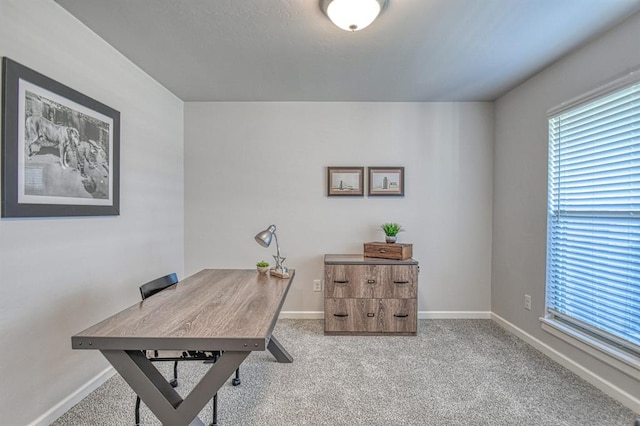 office space with light colored carpet