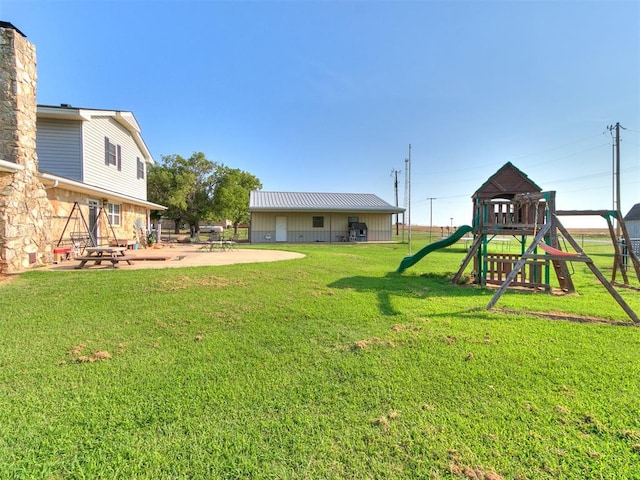 view of yard with a playground