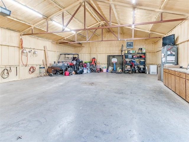 garage with a garage door opener