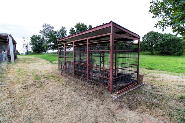 exterior space with an outbuilding