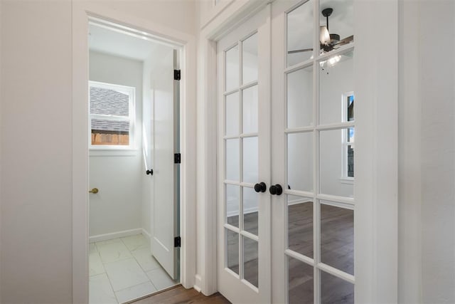 hallway with french doors