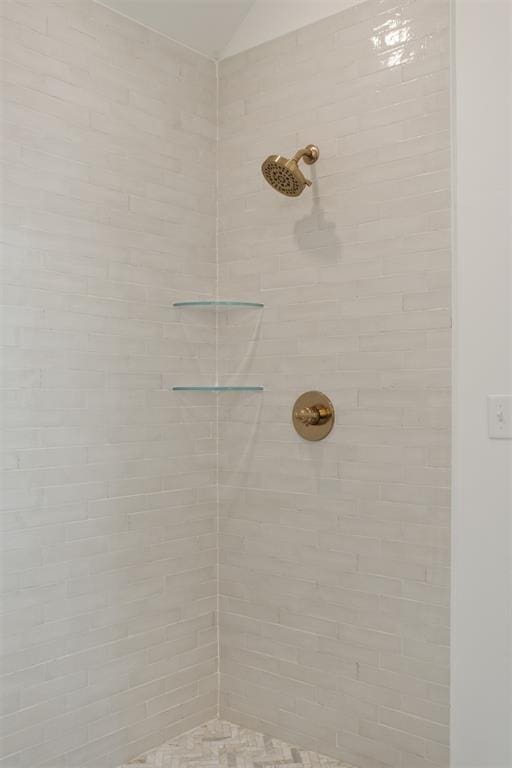 room details with a tile shower