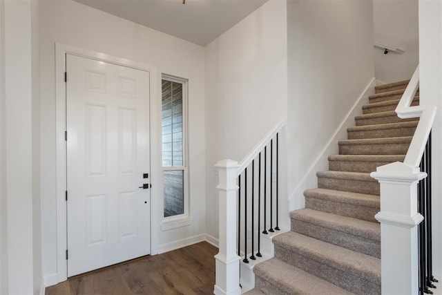 entrance foyer with dark wood-type flooring