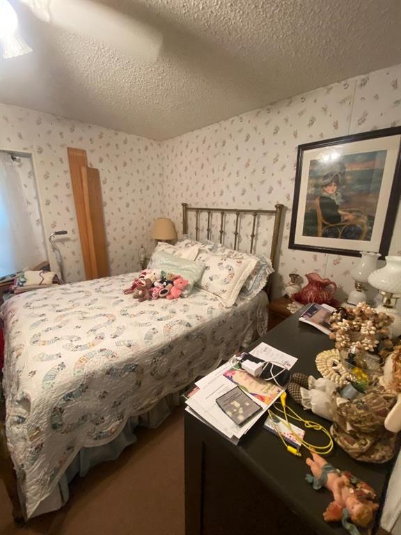 bedroom featuring a textured ceiling