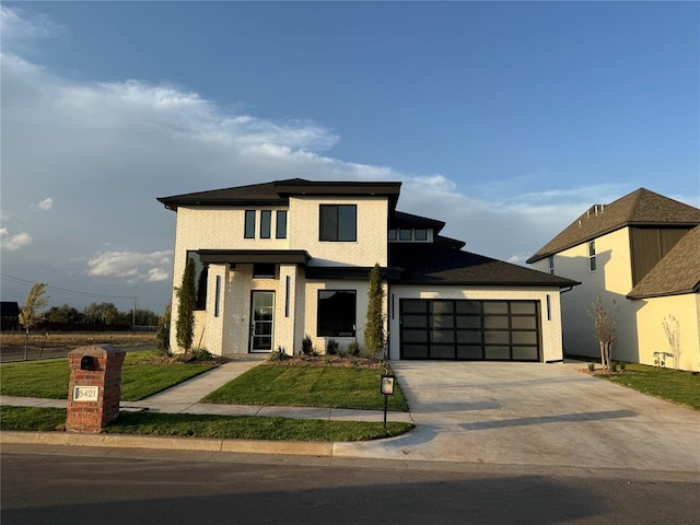 prairie-style home with a garage