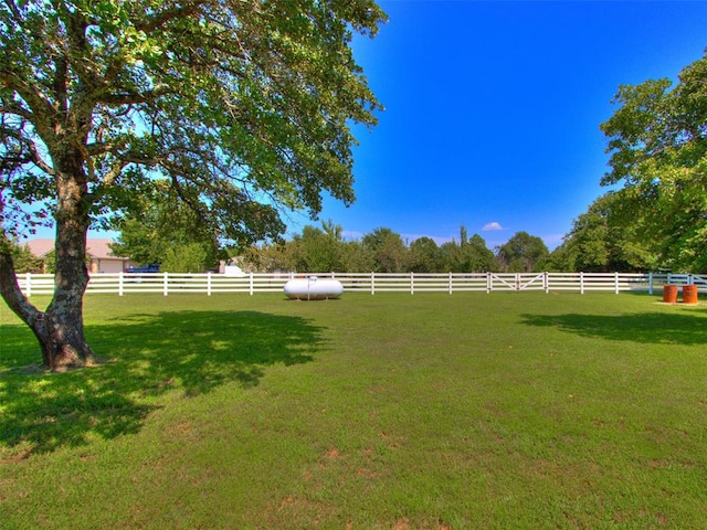 view of yard with a rural view